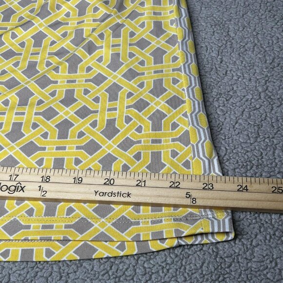 Susan Graver Skort Womens S Yellow Liquid Knit Geometric Pull On Stretch Pockets - Picture 9 of 11